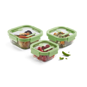 Lékué square lunchbox 3 pieces - Green - Lékué