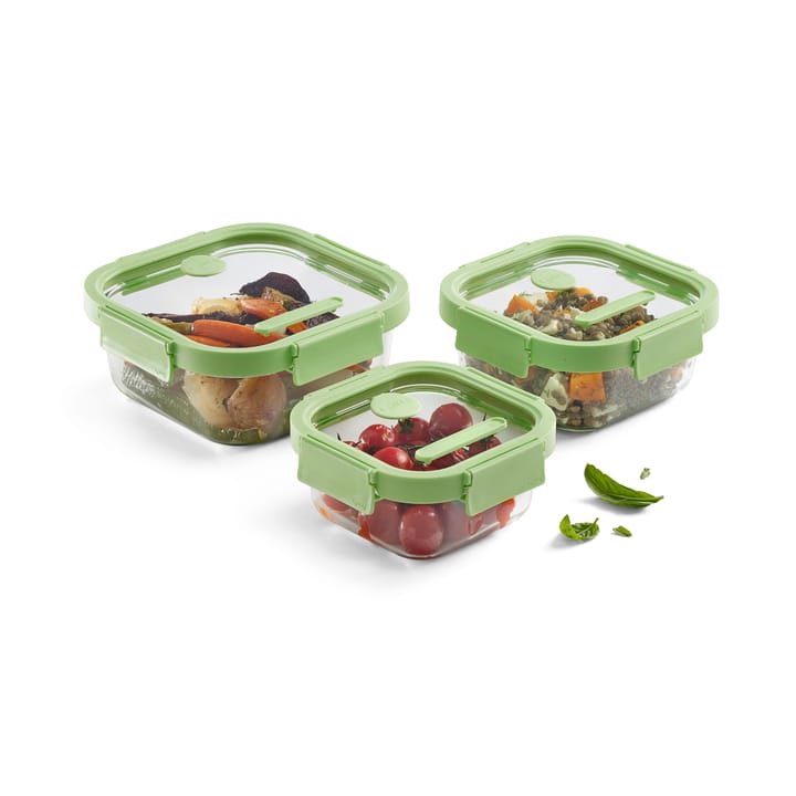 Lékué square lunchbox glass 0.32 L, Green Lékué