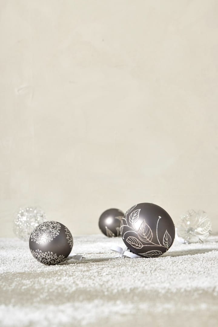 Cadelia Christmas bauble Ø6 cm - Dark grey, leaf - Lene Bjerre