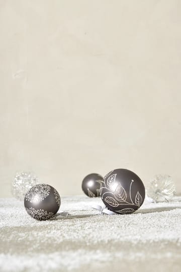 Cadelia Christmas bauble Ø8 cm - Dark grey, leaf - Lene Bjerre