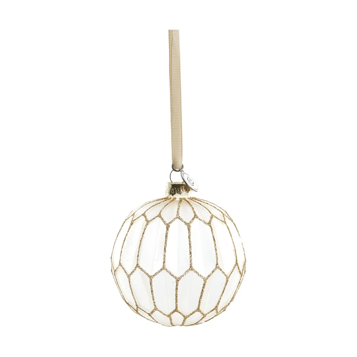 Navina Christmas bauble round Ø8 cm - White-Light gold - Lene Bjerre