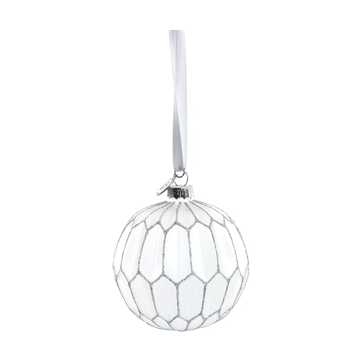 Navina Christmas bauble round Ø8 cm - White-Silver - Lene Bjerre