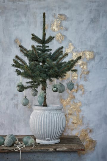 Norille Christmas bauble Ø11 cm - Dusty green, ribbed - Lene Bjerre