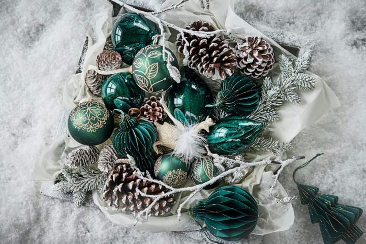 Pappia Christmas tree decoration 12 cm - Dark green, round - Lene Bjerre