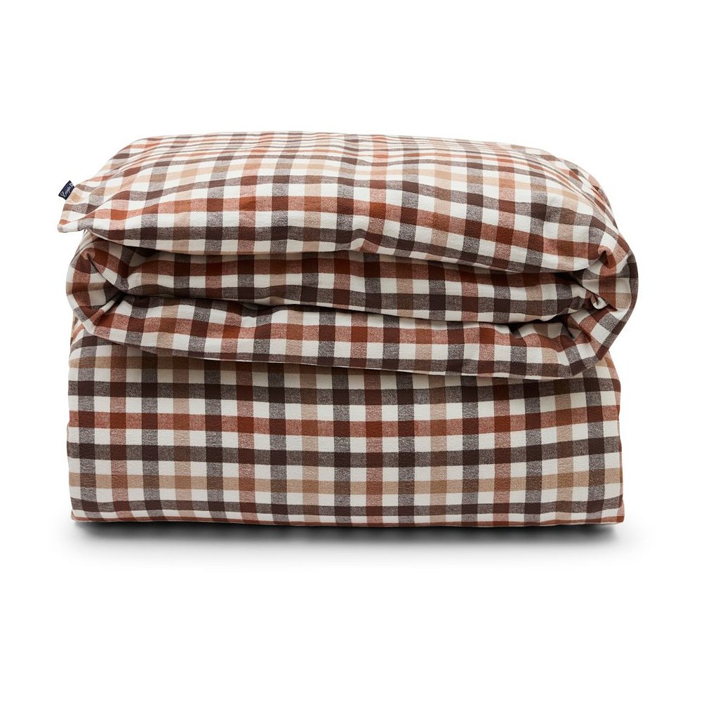 Lexington Checked cotton and flannel duvet cover 220x220 cm Rustic Brown/Off White