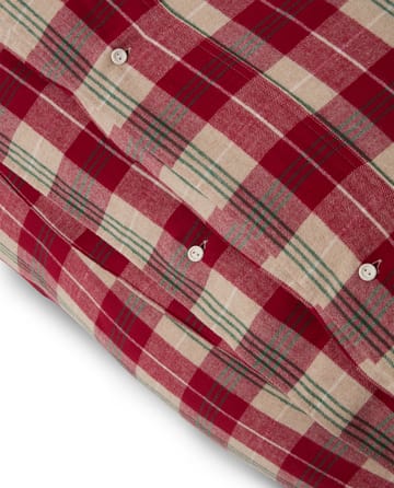 Checked cotton flannel bedding set - Red-beige-green-white - Lexington