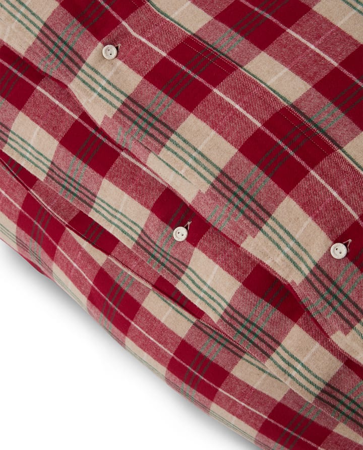 Checked cotton flannel bedding set, Red-beige-green-white Lexington