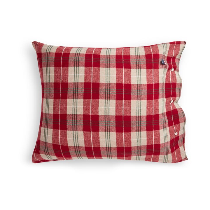 Checked cotton flannel pillowcase 50x60 cm. - Red-beige-green-white - Lexington