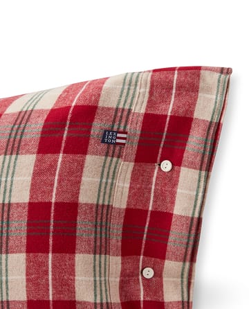 Checked cotton flannel pillowcase 50x60 cm. - Red-beige-green-white - Lexington