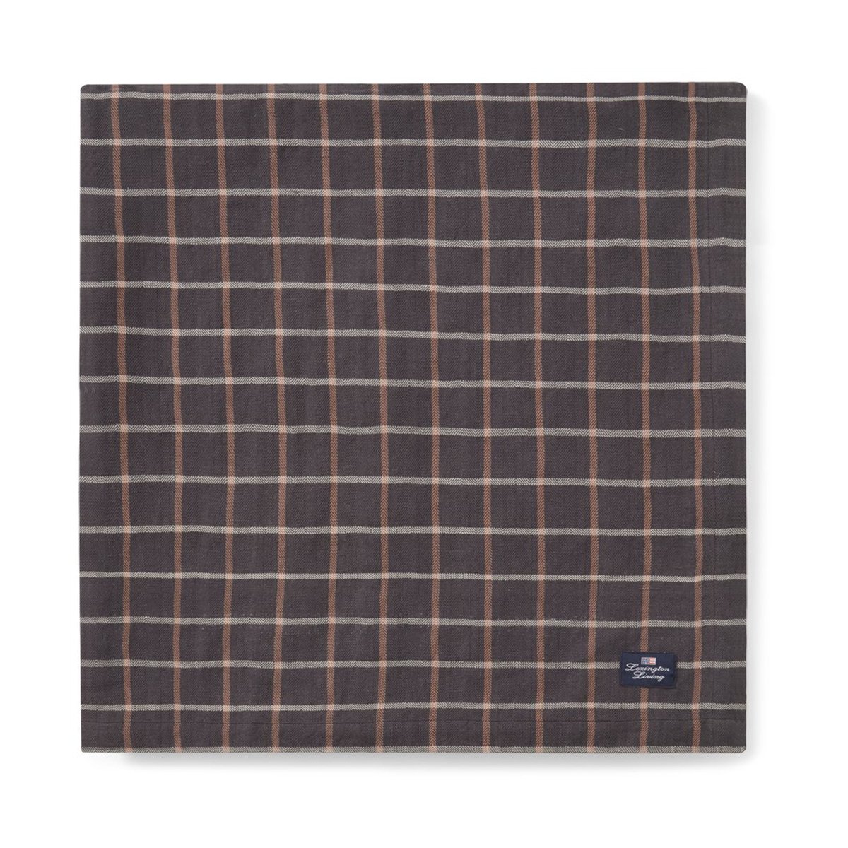 Lexington Checked Cotton Linen tablecloth 150x350 cm Dark grey-beige