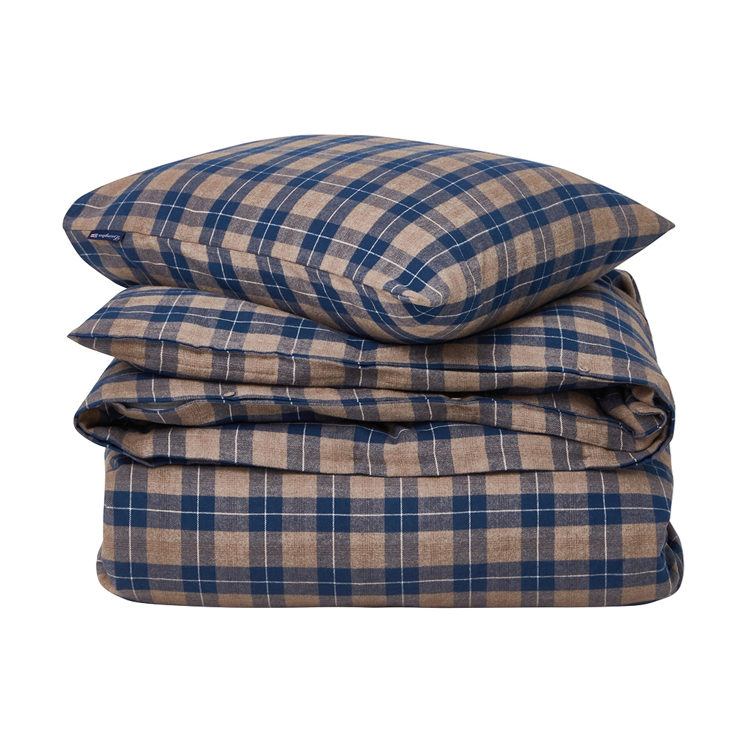 Lexington Checked Flannel bedding set 150x210 cm Denim blue-beige