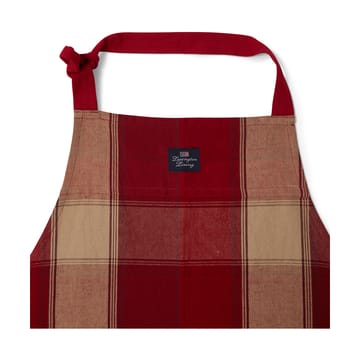 Checked linen-cotton apron 80x105 cm - Red-beige - Lexington