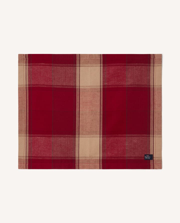 Checked linen-cotton placemat 40x50 cm - Red-beige - Lexington