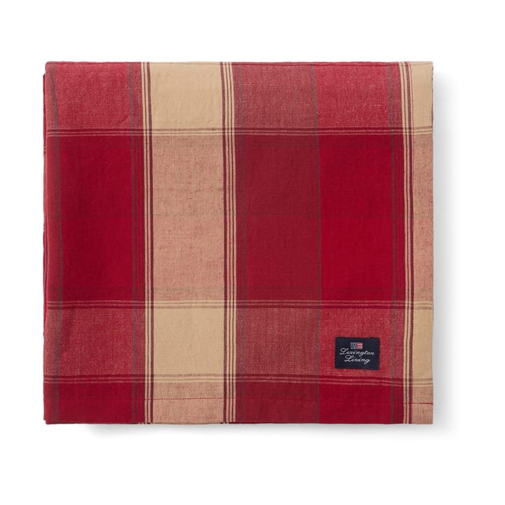 Checked linen-cotton tablecloth 150x250 cm, Red-beige Lexington