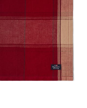 Checked linen-cotton tablecloth napkin 50x50 cm - Red-beige - Lexington