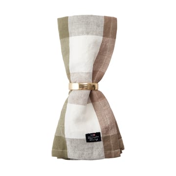 Checked Linen/Cotton fabric napkin 50x50 cm - Olive - Lexington