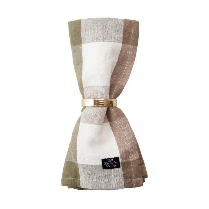 Checked Linen/Cotton fabric napkin 50x50 cm, Olive Lexington