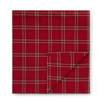 Checked Organic Cotton Oxford tablecloth 180x180 cm - Red-beige-green - Lexington