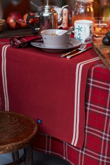 Checked Organic Cotton Oxford tablecloth 180x180 cm - Red-beige-green - Lexington