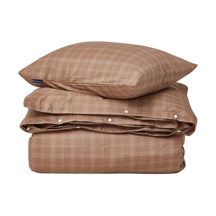 Checked Pin Point Oxford bed set 220x220 cm, Brown Lexington