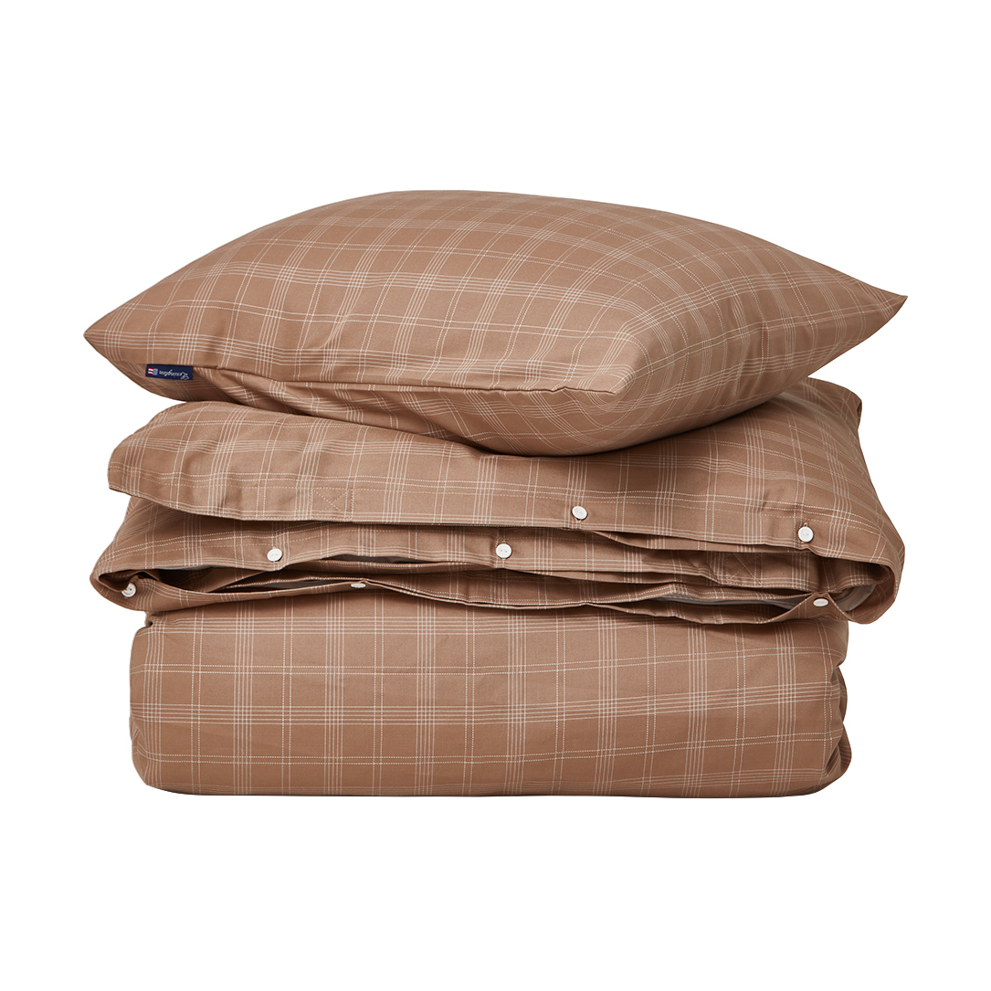 Lexington Checked Pin Point Oxford bed set 220x220 cm Brown