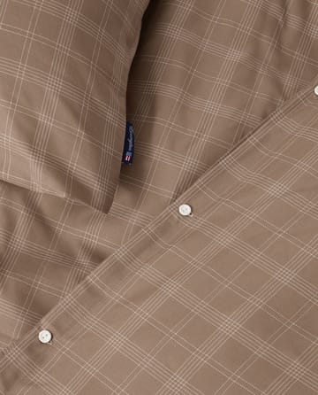 Checked Pin Point Oxford bed set 220x220 cm - Brown - Lexington