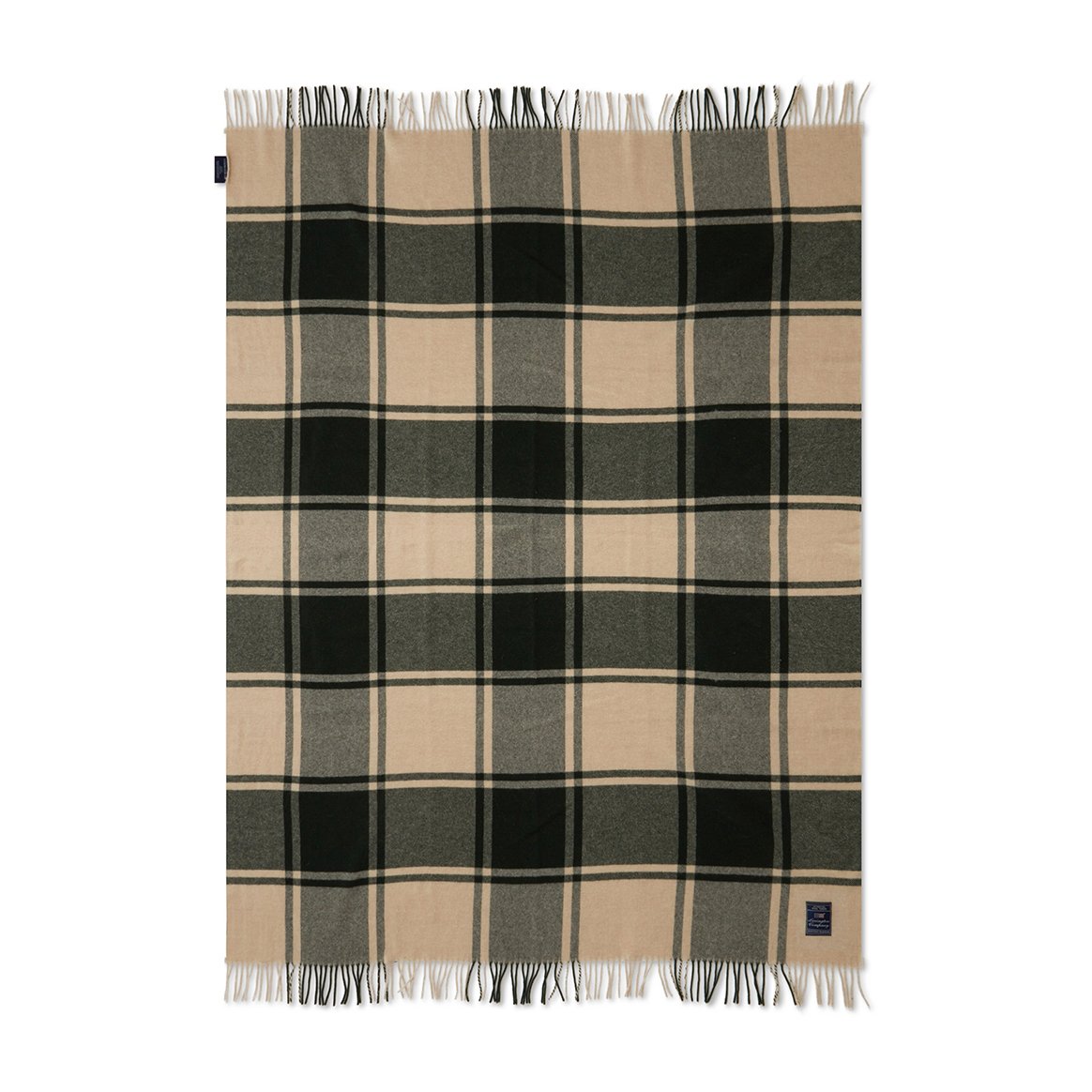 Lexington Checked Recycled wool blanket 130x170 cm Green-beige