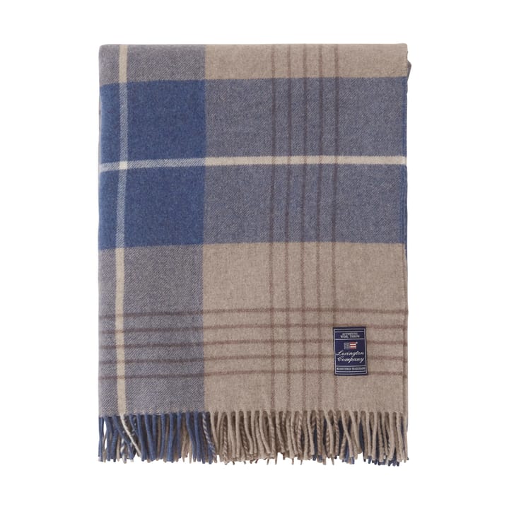 Checked Recycled Wool throw 130x170 cm - Denim blue-beige - Lexington