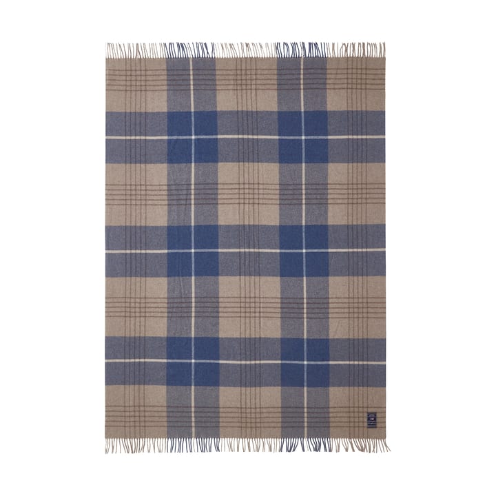 Checked Recycled Wool throw 130x170 cm, Denim blue-beige Lexington