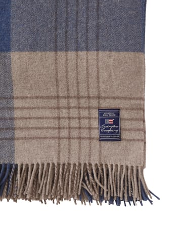 Checked Recycled Wool throw 130x170 cm - Denim blue-beige - Lexington