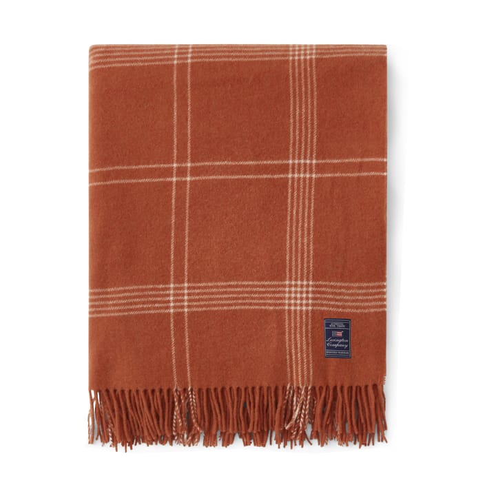 Checked Recycled Wool throw 130x170 cm - Rust white - Lexington