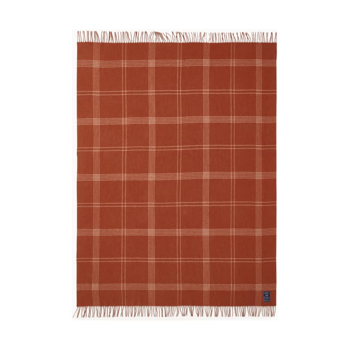 Checked Recycled Wool throw 130x170 cm, Rust white Lexington