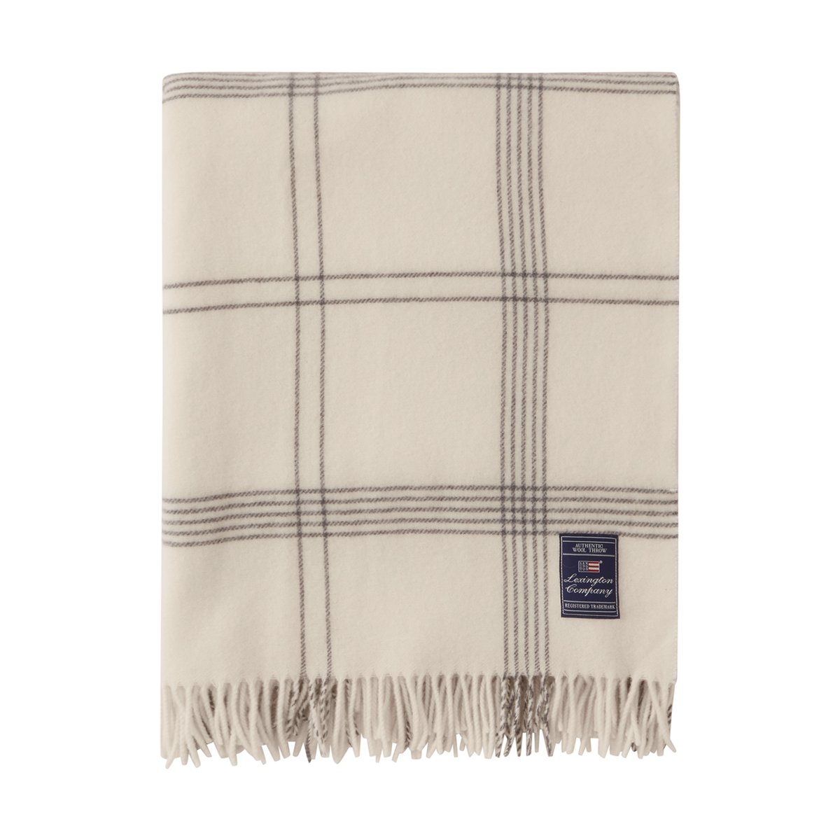 Lexington Checked Recycled Wool throw 130x170 cm White-dark gray