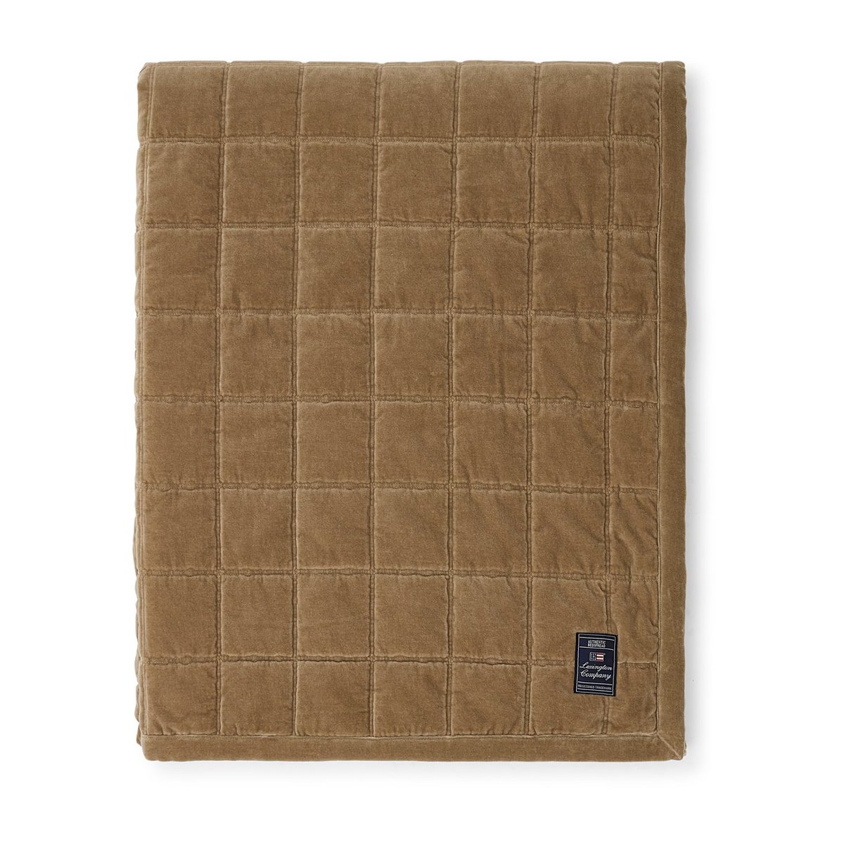 Lexington Cotton Velvet quilted throw 160x240 cm Walnut