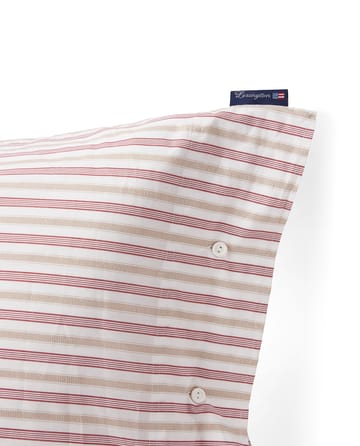 Dobby striped cotton poplin pillowcase 50x60 cm - Red-beige-white - Lexington