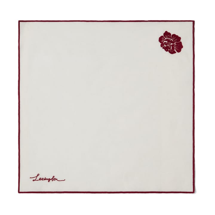 Flower linen-cotton napkin 50x50 cm, White-Red Lexington