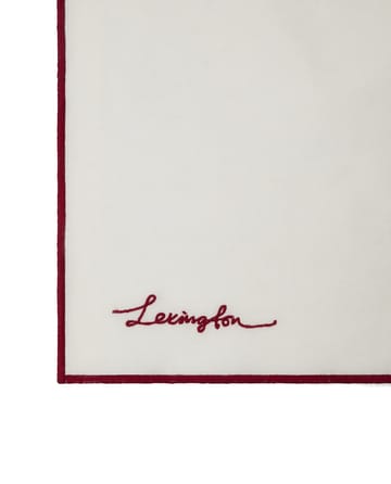 Flower linen-cotton napkin 50x50 cm - White-Red - Lexington