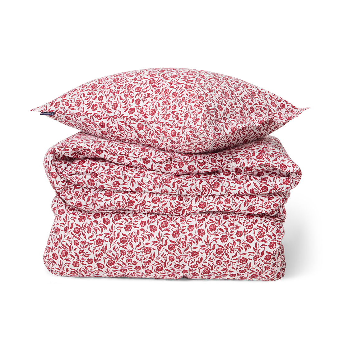 Lexington Flower printed cotton sateen bedding set White-Red