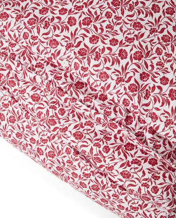 Flower printed cotton sateen bedding set - White-Red - Lexington