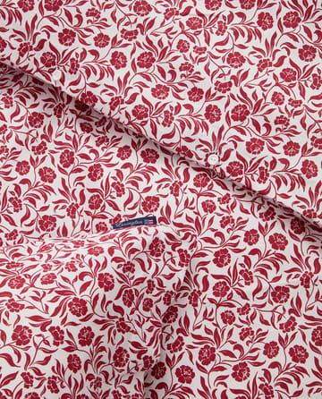 Flower printed cotton sateen bedding set - White-Red - Lexington