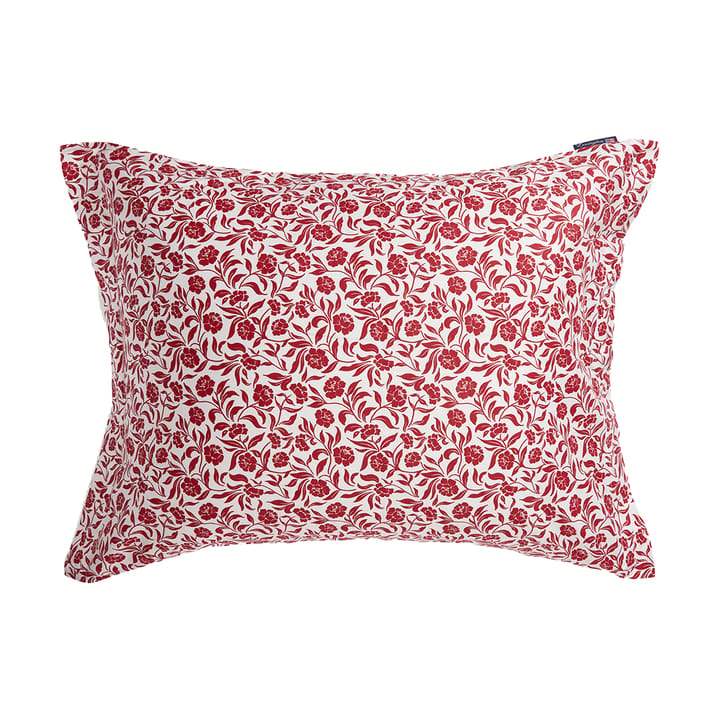 Flower printed cotton sateen pillowcase 50x60 cm, White-red Lexington