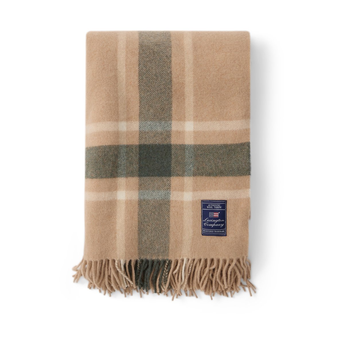 Lexington Frame checked recycled throw 130x170 cm Beige-green