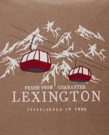 Fresh Snow Ski Lift Wool Mix pillowcase 50x50 cm - Beige-white-red - Lexington