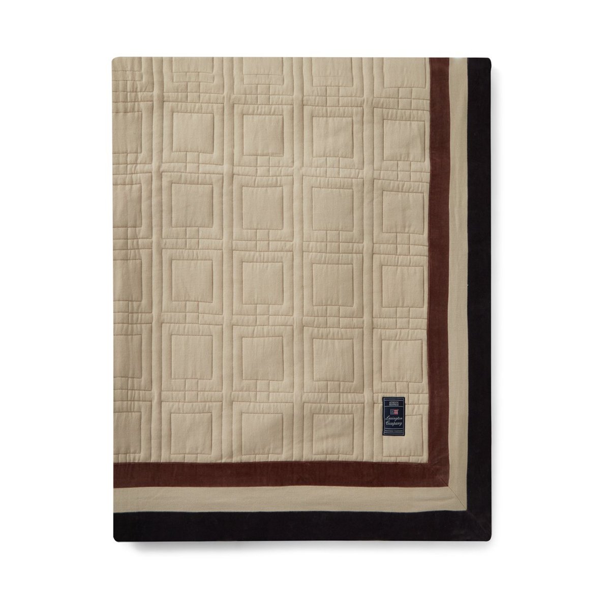 Lexington Graphic Quilted Organic Cotton bedspread 240x260 cm Light beige-brown-dark grey