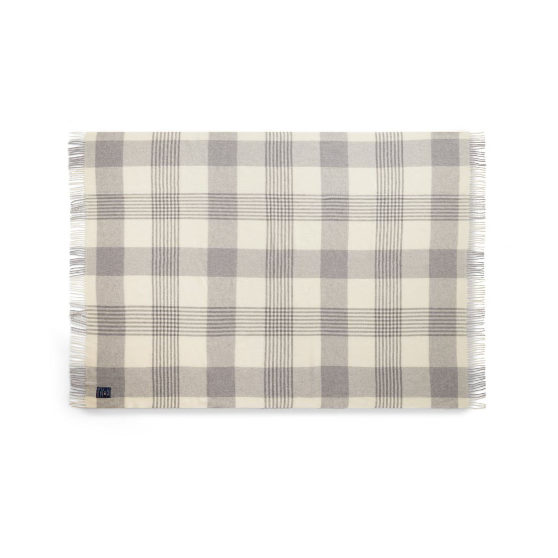 Lexington grey Checked Recycled Wool throw 130x170 cm grey-white