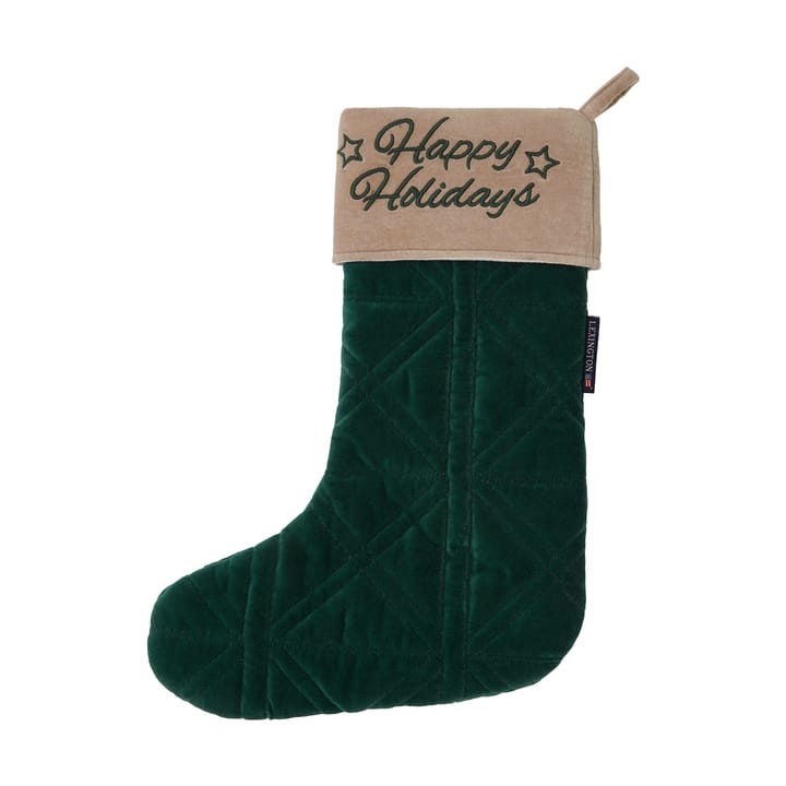 Happy Holidays velvet Christmas stocking, Green Lexington