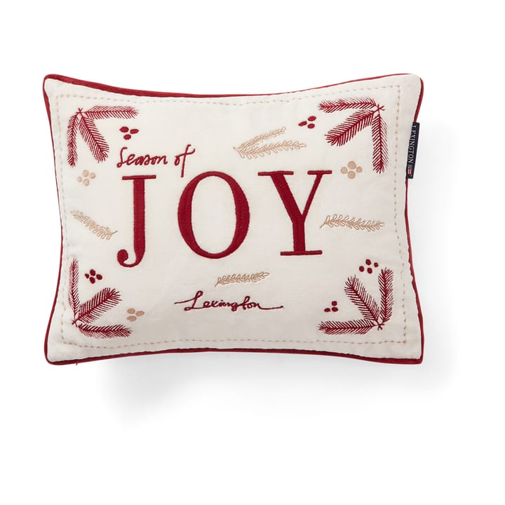 Joy organic cotton velvet cushion 30x40 cm - White-Red - Lexington