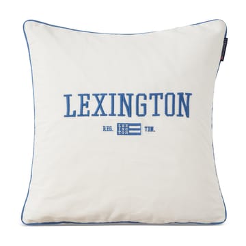 Logo Organic Cotton Twill cushion cover 50x50 cm - White-blue - Lexington