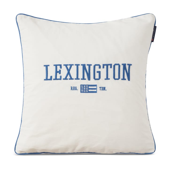 Logo Organic Cotton Twill cushion cover 50x50 cm, White-blue Lexington