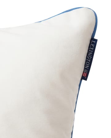 Logo Organic Cotton Twill cushion cover 50x50 cm - White-blue - Lexington